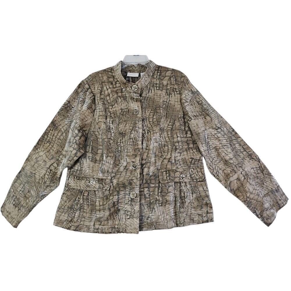 Chico's Python Princess Marcela Pattern Shimmer Lightweight Jacket 3(16) Nwt$129